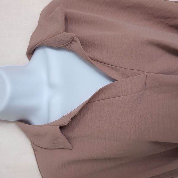 White Birch Mauve Nude Cap Sleeve Tie Waist Blouse Size Small - Picture 2 of 7